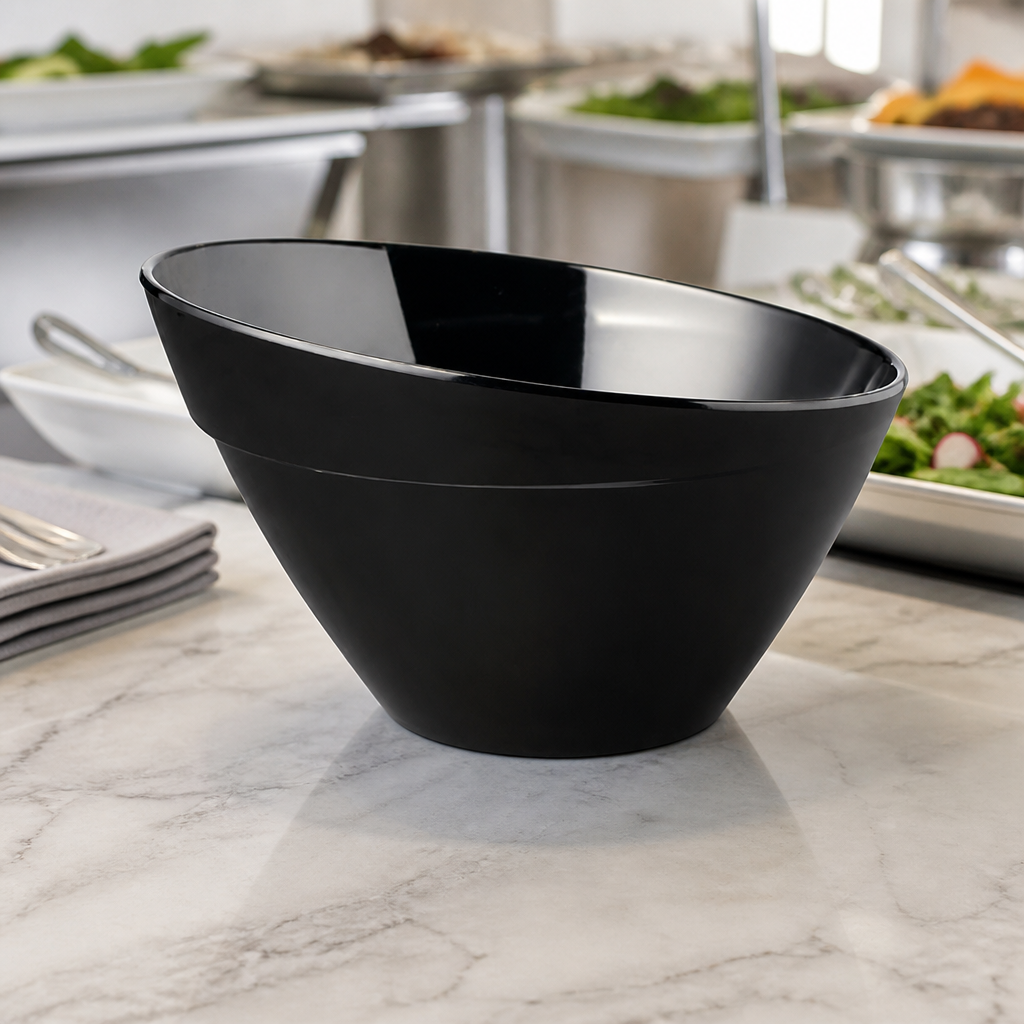 Commercial Melamine Bowl 300mm 5Ltr Black Non-Slip Design