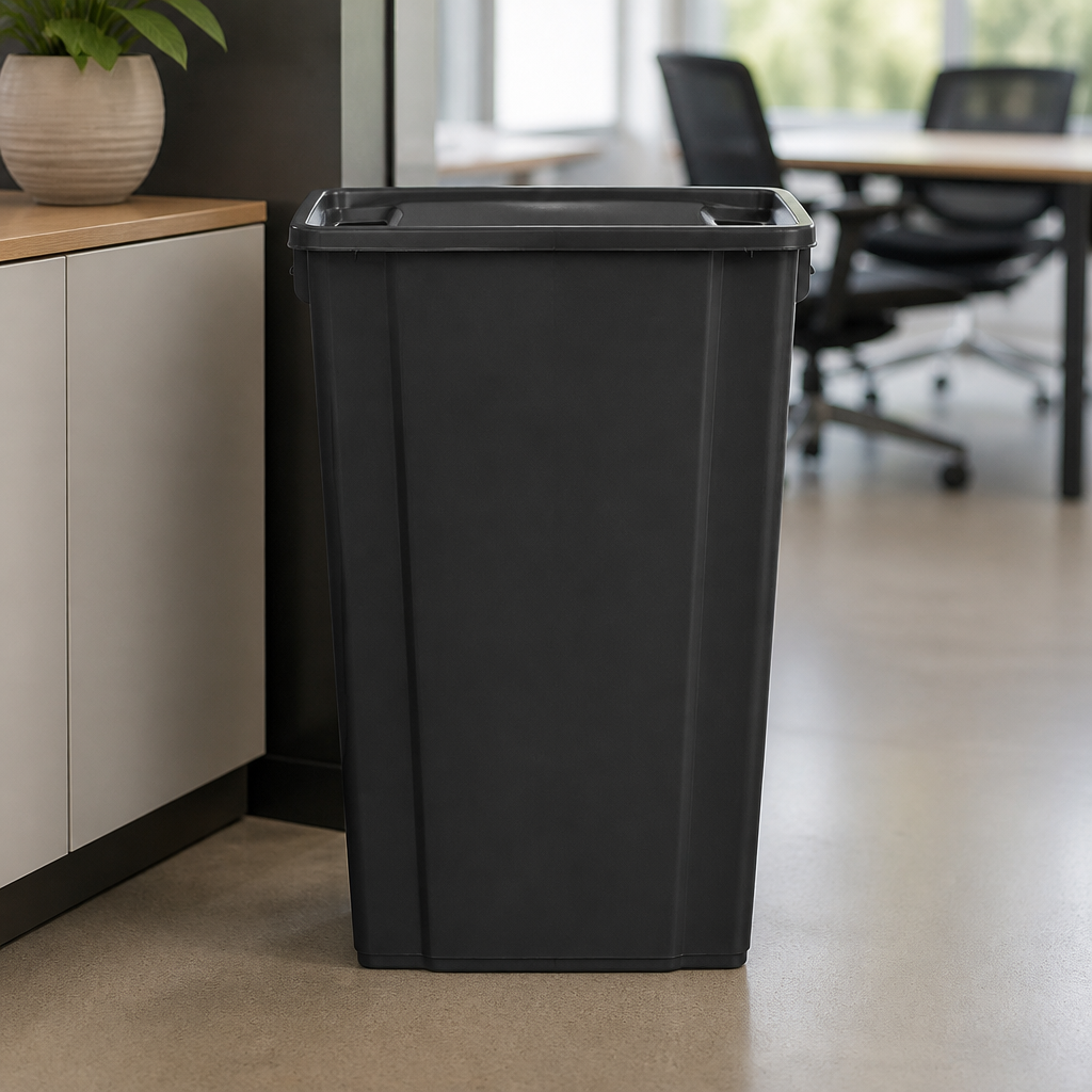 Commercial Slim Waste Bin 80Ltr Black Polypropylene