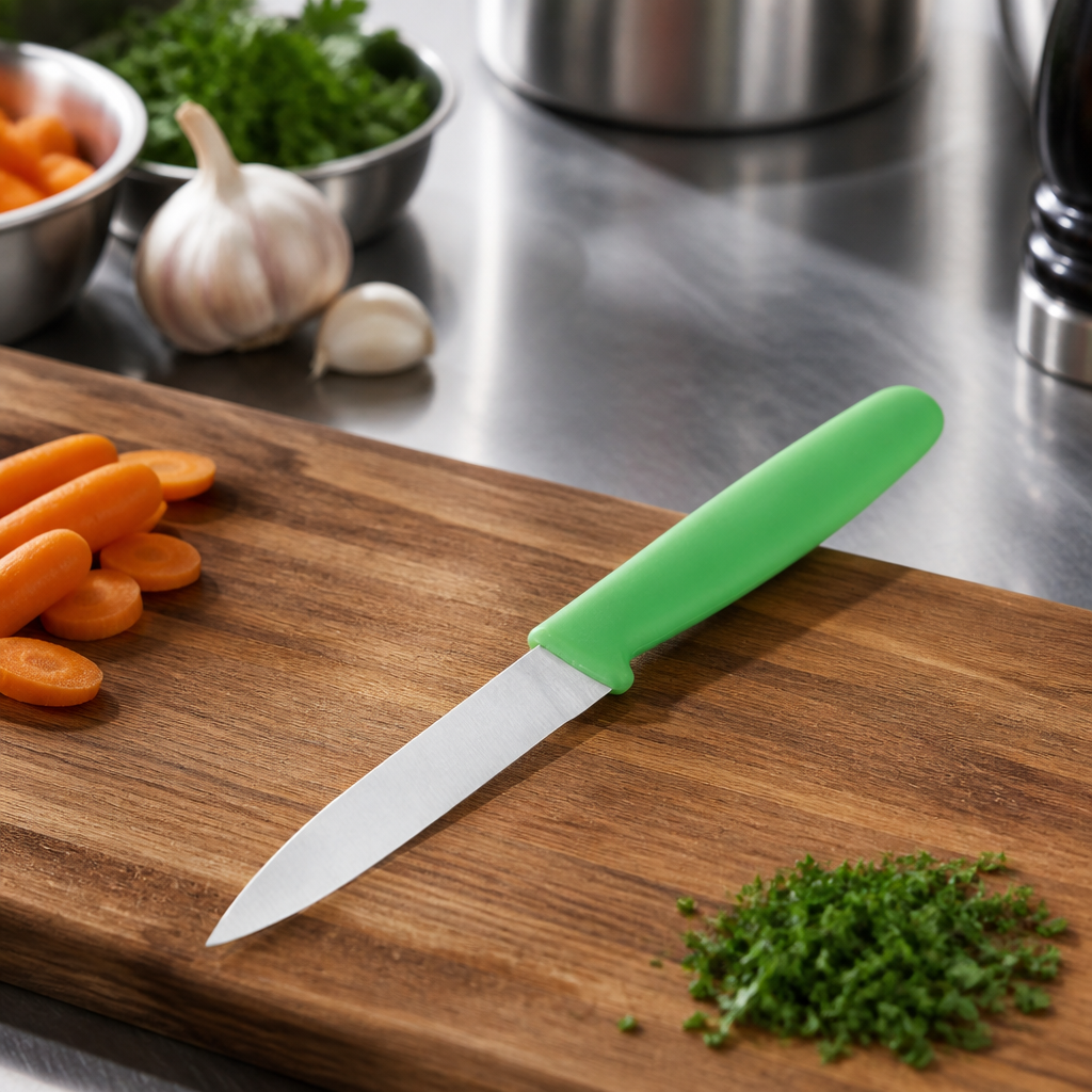 Commercial Paring Knife 8.5cm Green Handle Stainless Steel