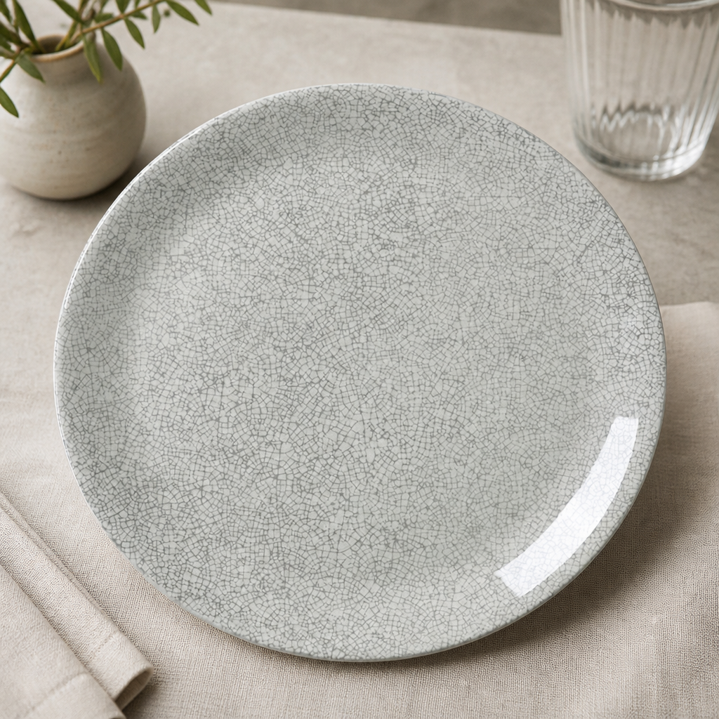 203mm Commercial Coupe Plates - 12 Pack Crackle Grey Design