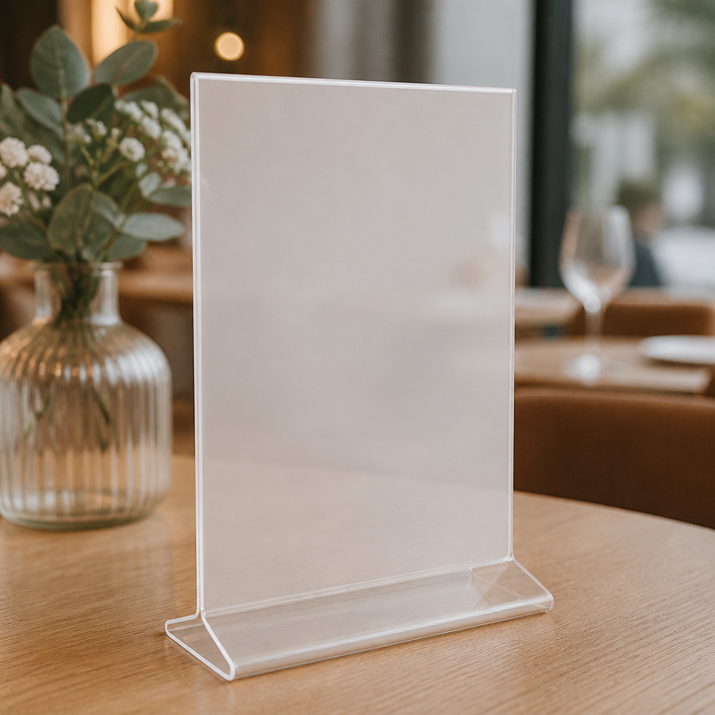 Vertical Perspex Menu Holder for Commercial Use