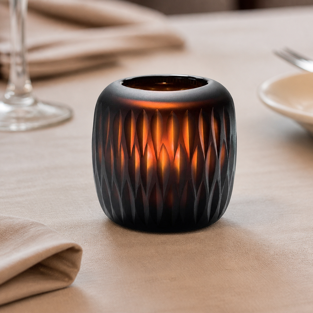 Mystic Black & Amber Glasses Votive 108 x 102mm (18 Pack)