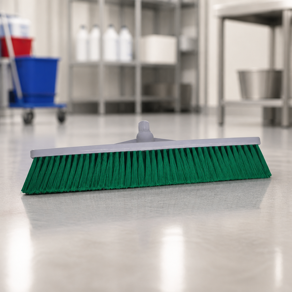 Commercial Hygiene Broom Head Stiff Bristle Green 305mm