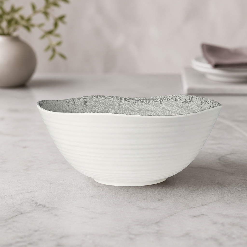 Stone Medium Round Melamine Bowls 286x117mm 4 Pack