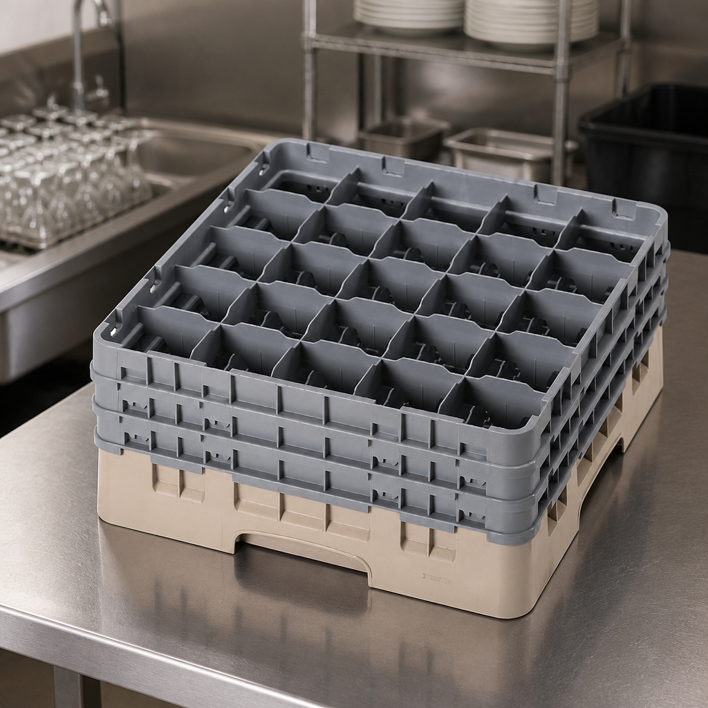 Commercial Dish Rack 25 Compartments Max Glass Height 196mm