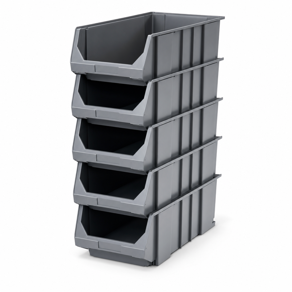 31.4L Stackable Plastic Storage Bins H200 x W310 x D520mm (Pack of 5)
