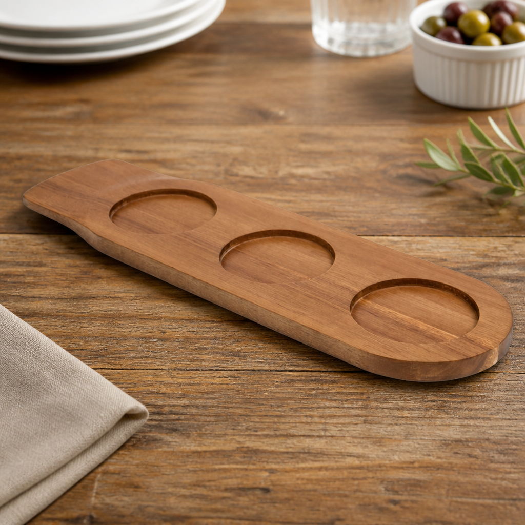 Commercial Acacia Wood Ramekin Board 480mm Wooden Dinnerware
