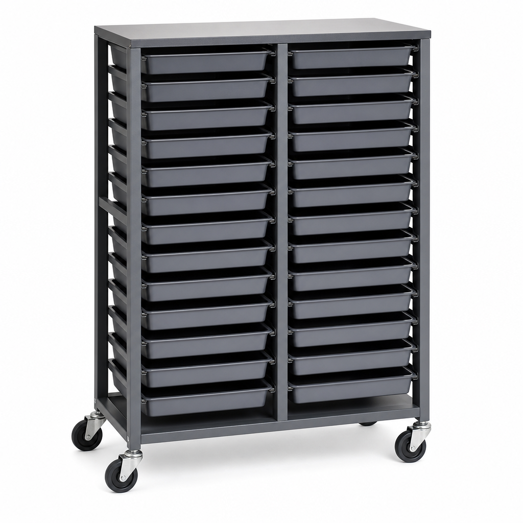 32 Tray Mobile Storage Unit with Shelves
