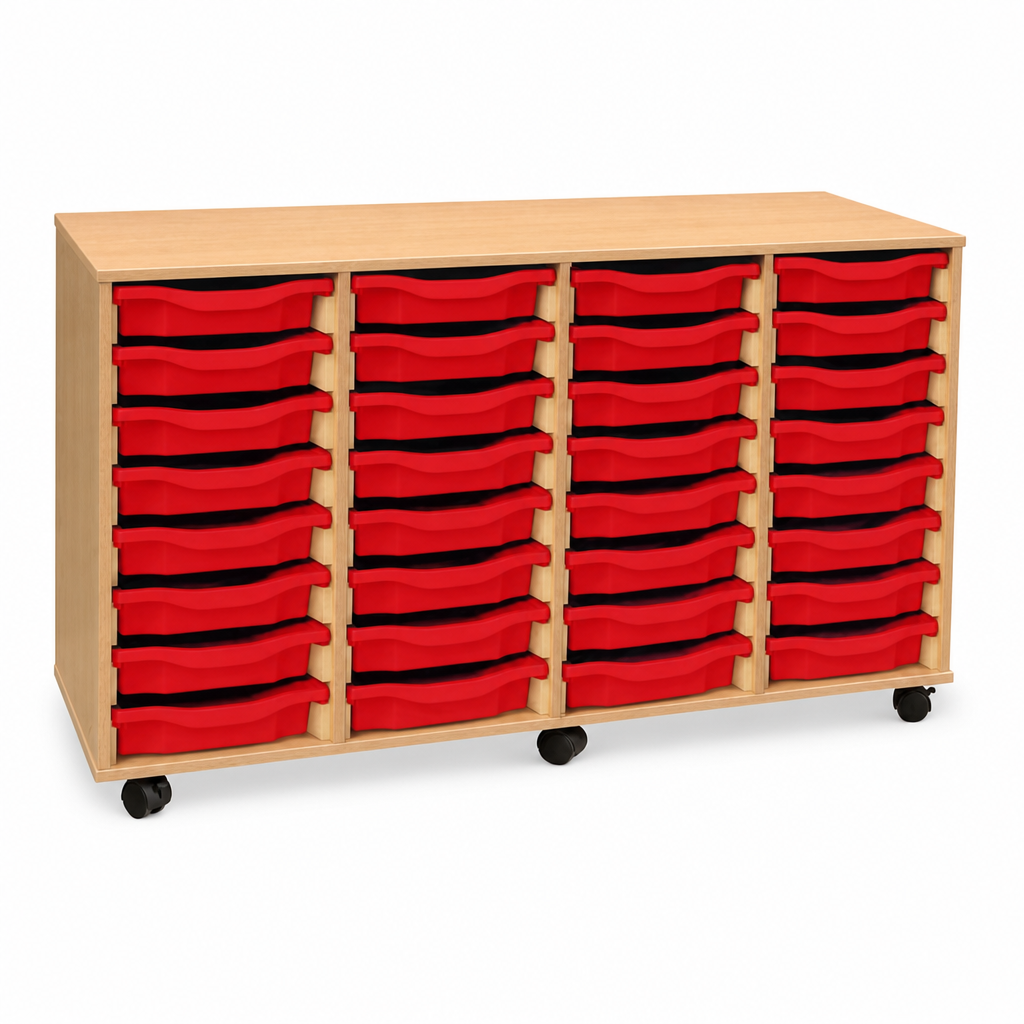32 Tray Mobile Storage Unit with Shelves