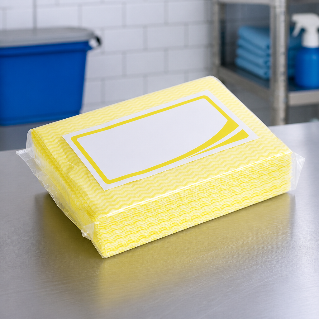 Commercial Heavy Duty Non-Woven Cleaning Cloths Yellow 25 Pack