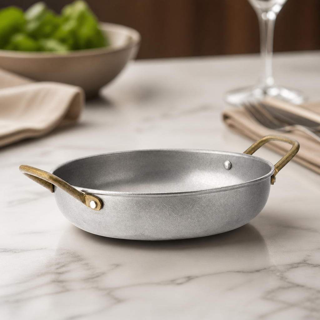 Metal Dishes Set of Six 195mm with Brass Handles