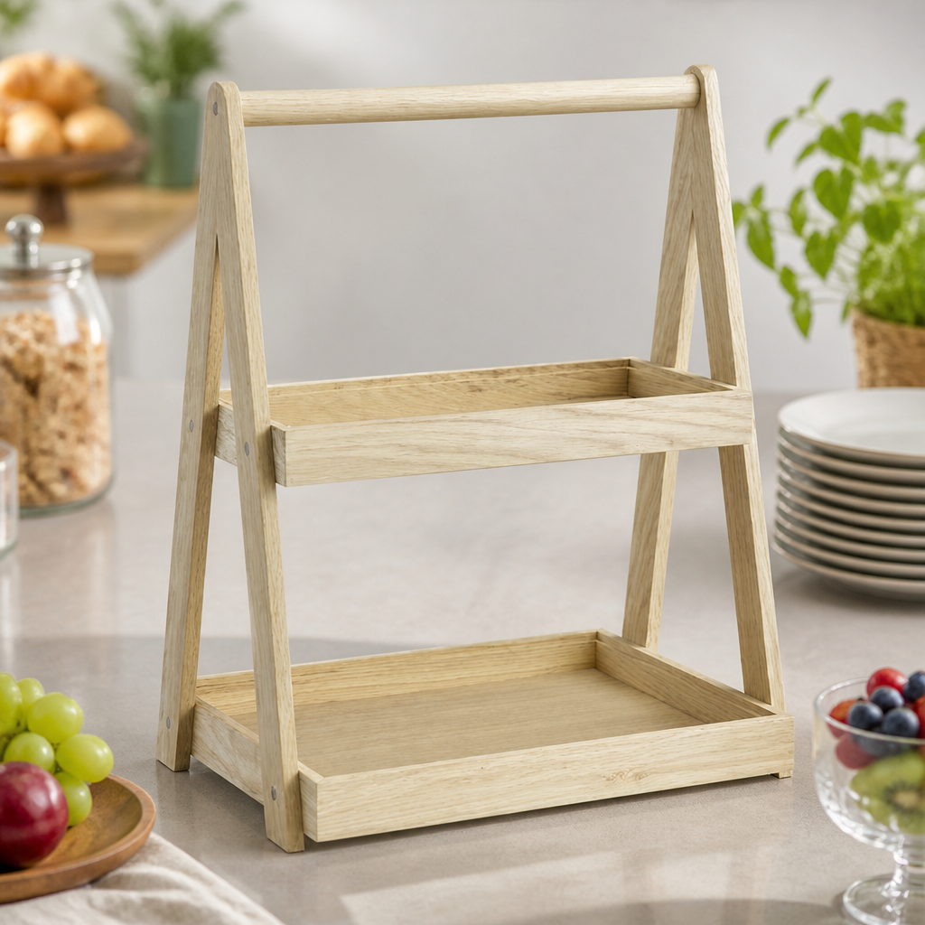 Two-Tier Wooden Serving Tray 350 x 265mm, 445mm High