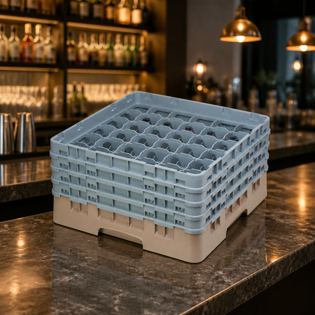 Commercial Glass Storage Rack 36 Compartments Max Height 215mm