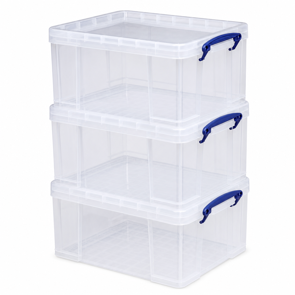 33.5L Clear Plastic Storage Boxes – Pack of 3