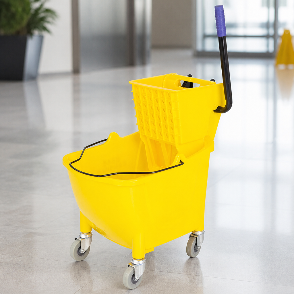 25L Commercial Mop Bucket with Foot Pedal Release Yellow