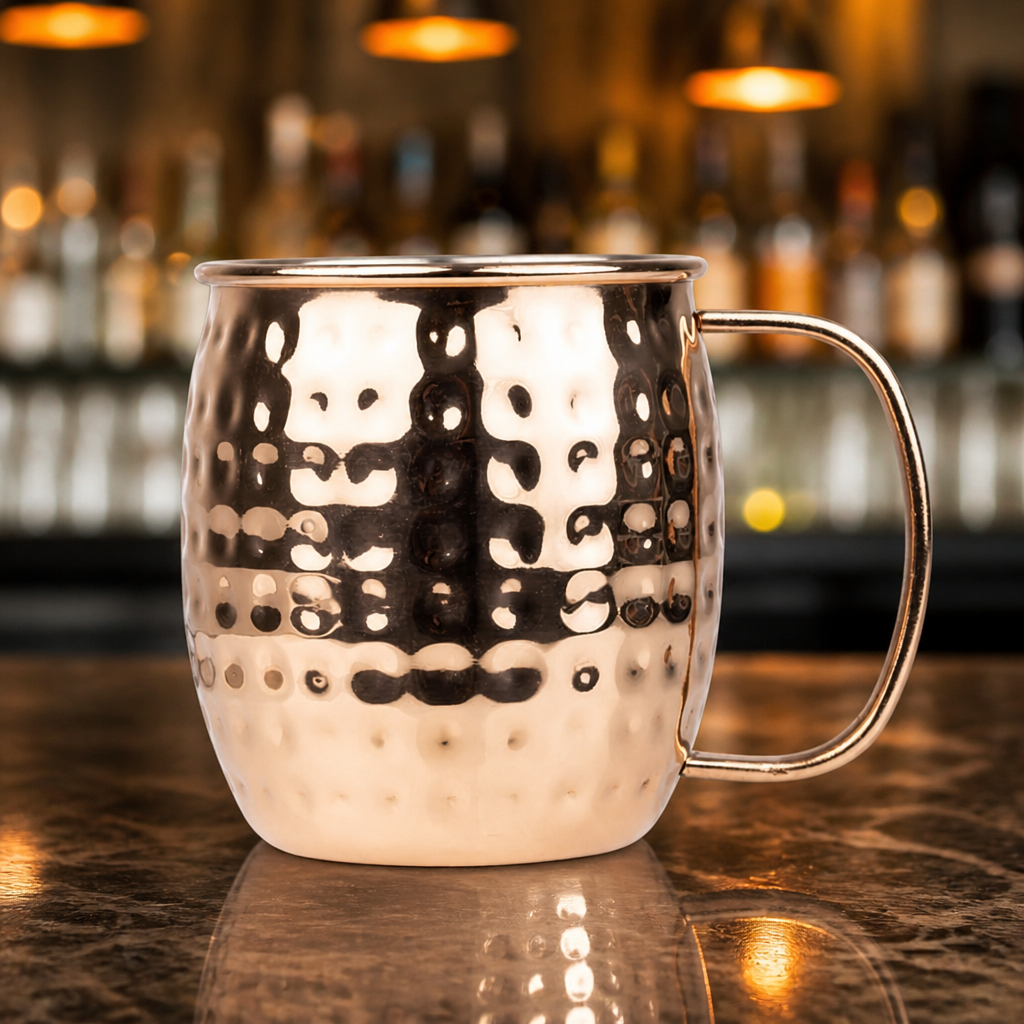 Commercial Hammered Stainless Steel Copper Coated Mug 440ml