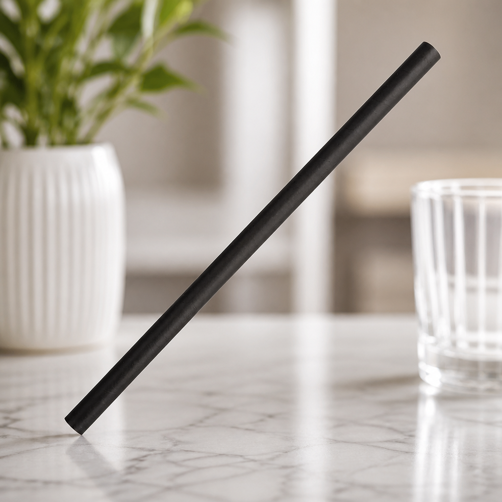 Compostable Paper Smoothie Straws Black 250 Pack Commercial Use