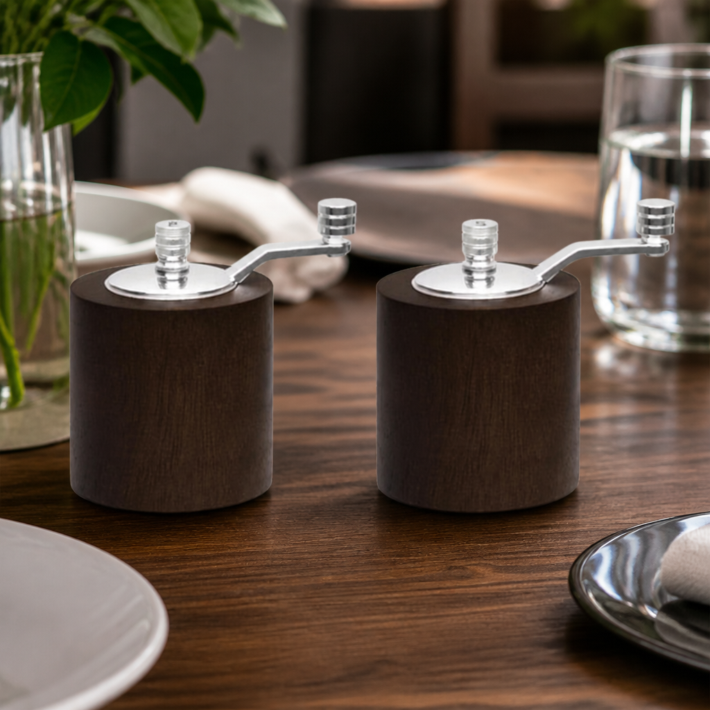 Commercial Dark Wood Salt And Pepper Mill Grinder Set 80mm