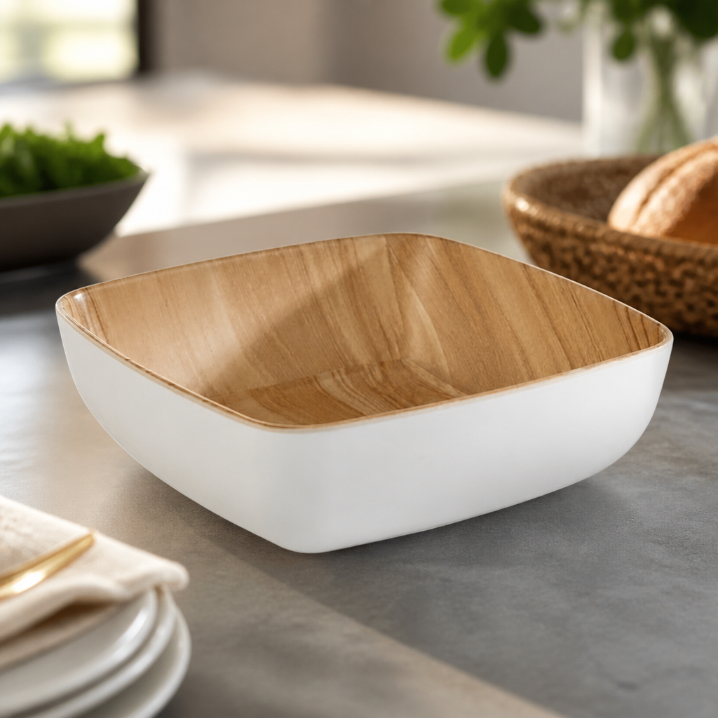 250mm Commercial Melamine Bowl and Wood Effect
