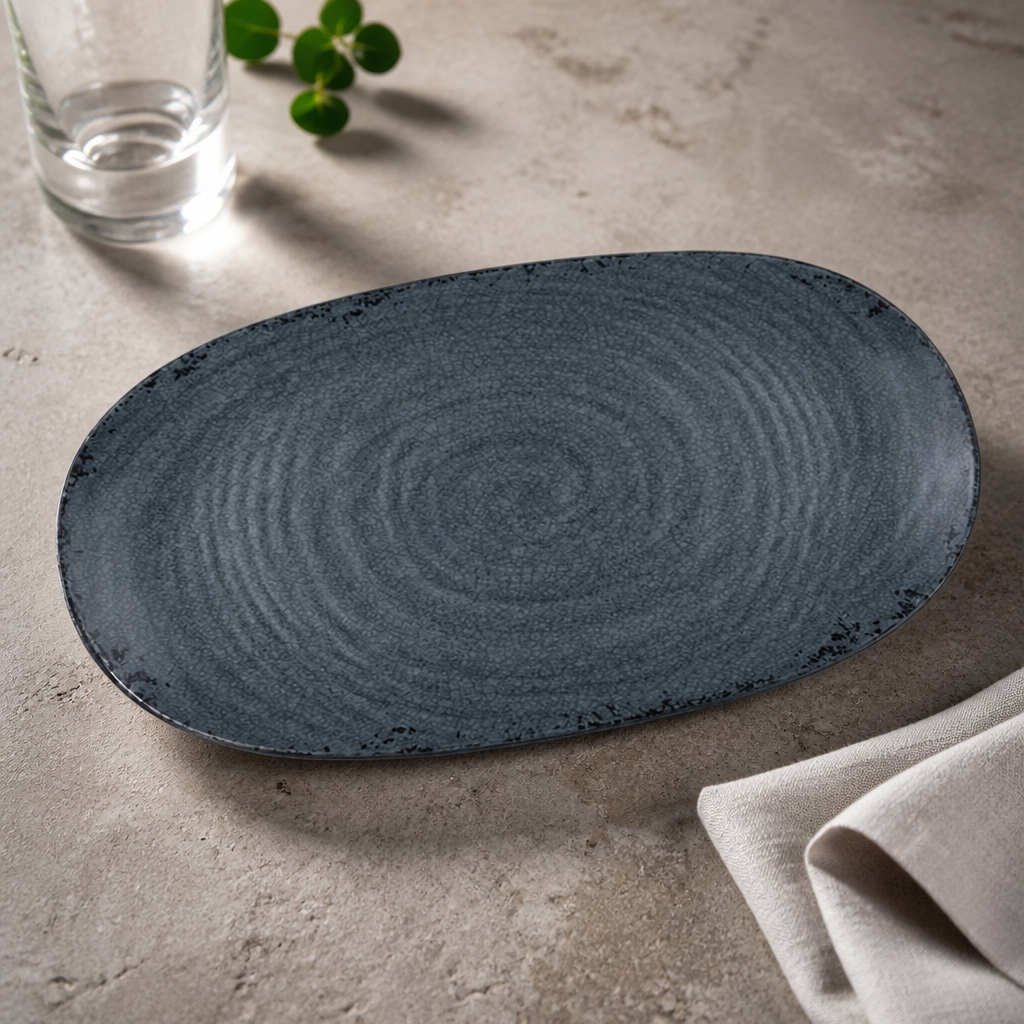 Commercial Melamine Platter 355.6x203.2mm Blue 12 Pack