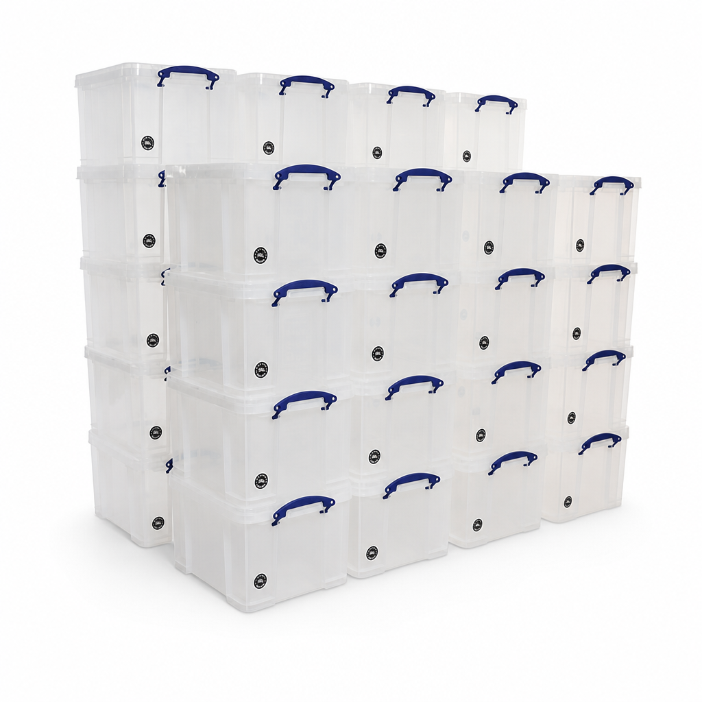 35 Litre Clear Clip Lock Storage Box with Pallet