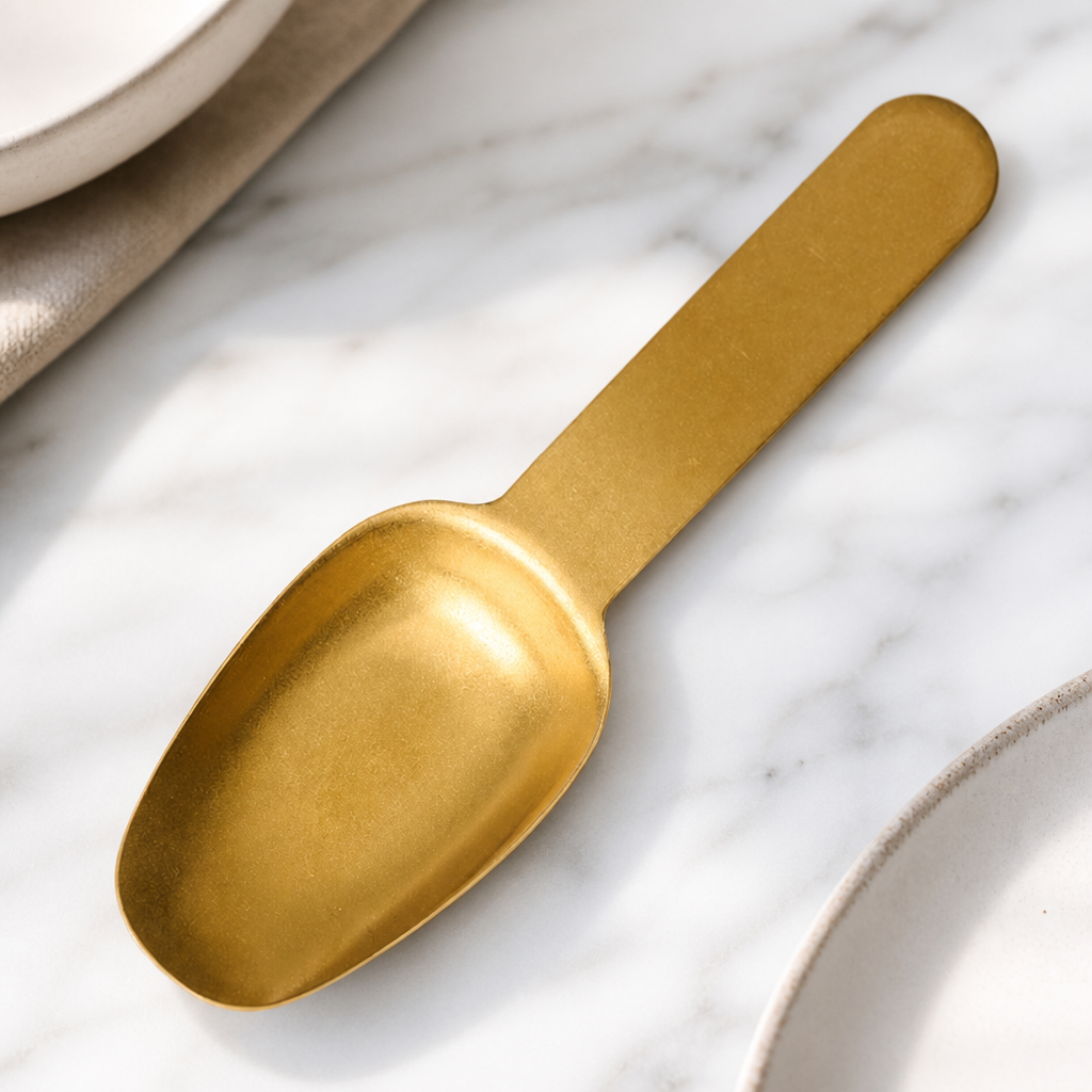 Vintage gold long handled tasting spoons 120mm pack of 12