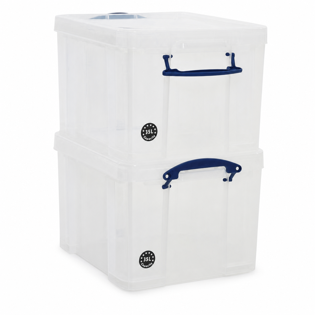 35L Extra Strong White Storage Boxes – Pack of 2