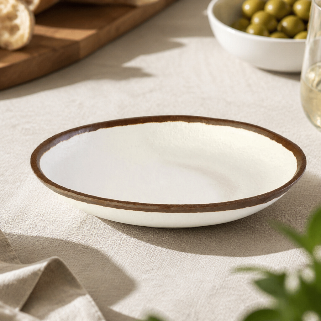 Commercial Dessert Plate 205mm Melamine Rustic Brown Finish