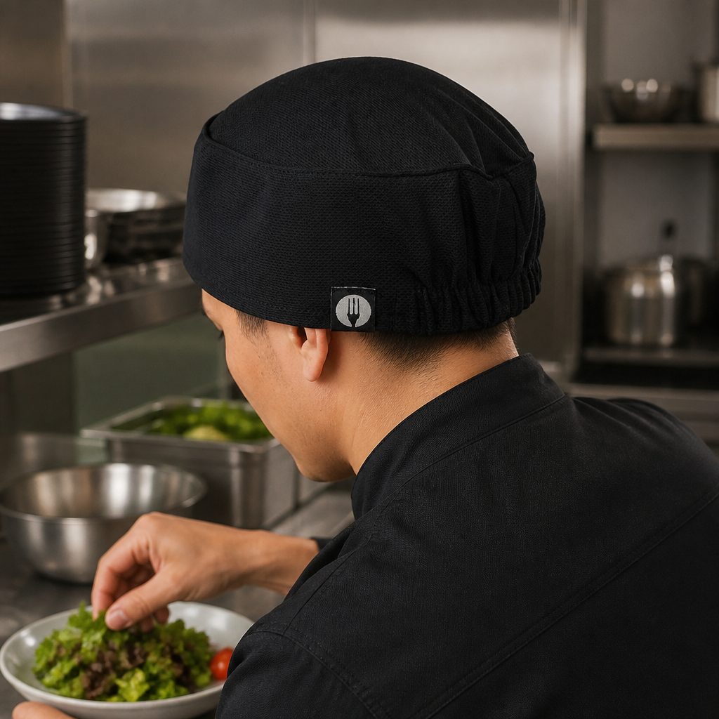 Commercial Chef Beanie Black Elasticated Fit Headwear