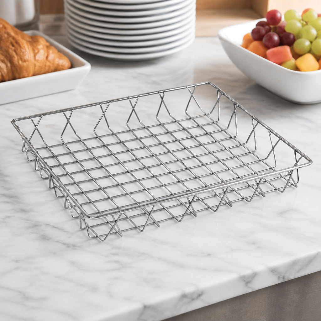 Commercial Stainless Steel Wire Display Basket 350x300x50mm