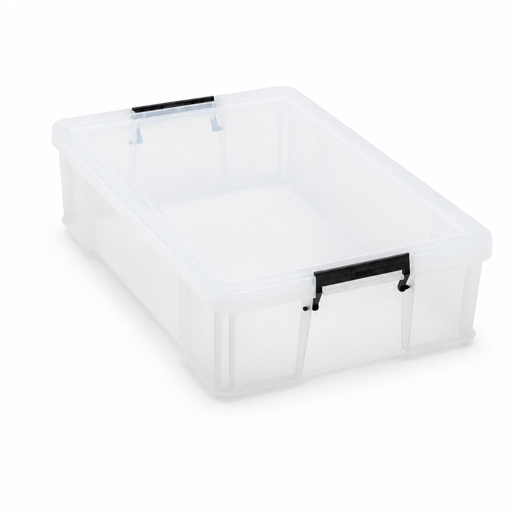 37 Litre Clear Plastic Storage Box with Clip Lock Lid