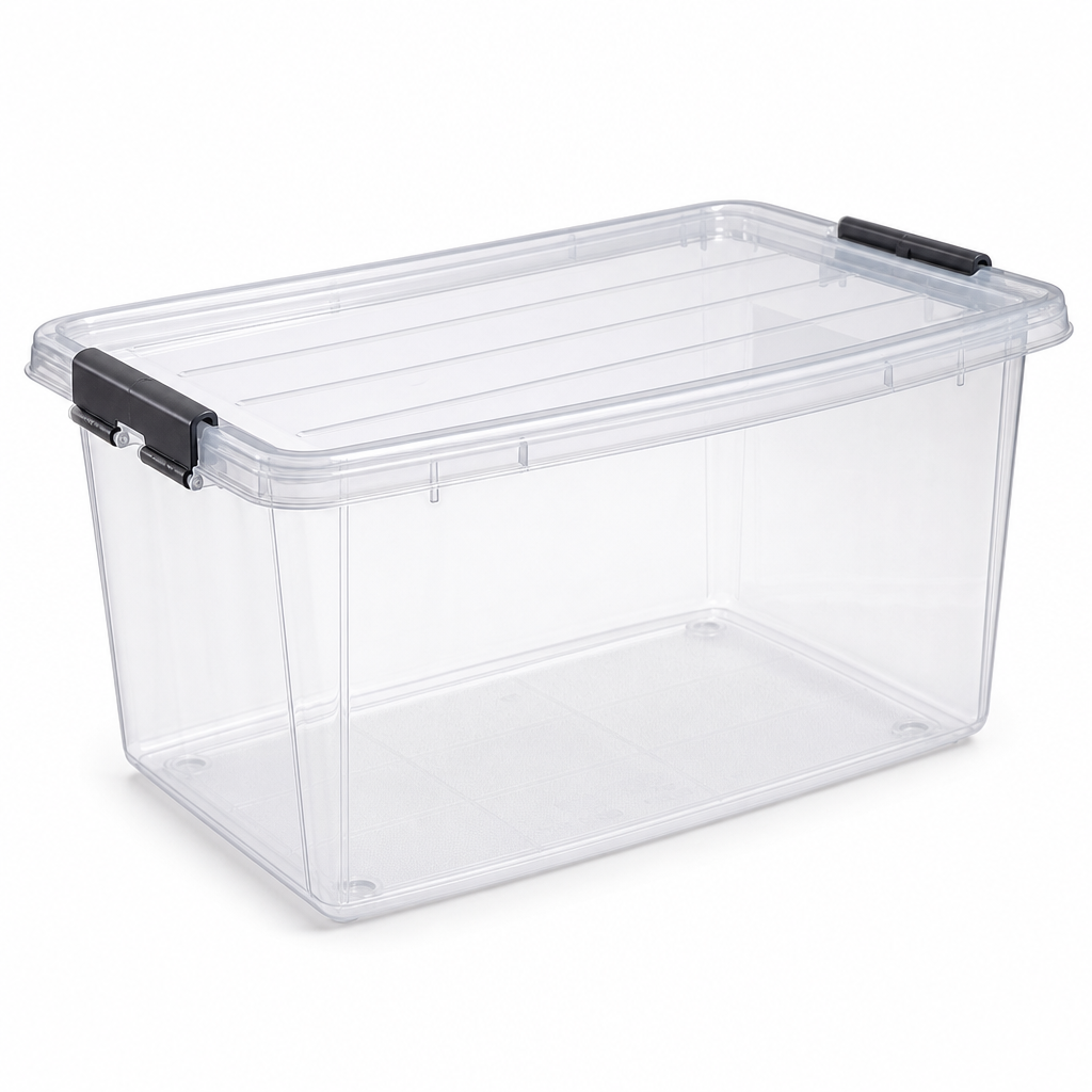37 Litre Clear Plastic Storage Box with Clip Lock Lid