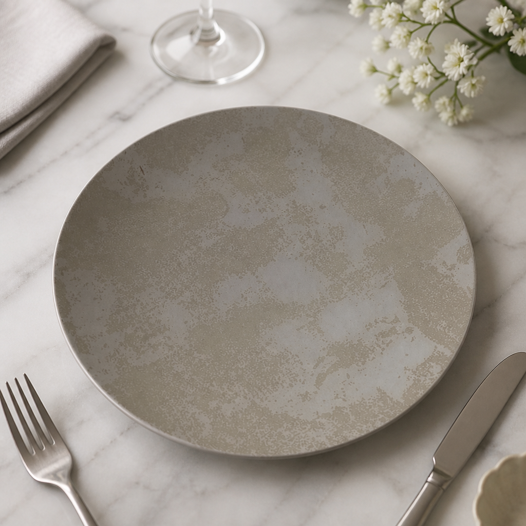 Crushed Velvet Grey Coupe Plates 209mm Set of 6 Commercial Use