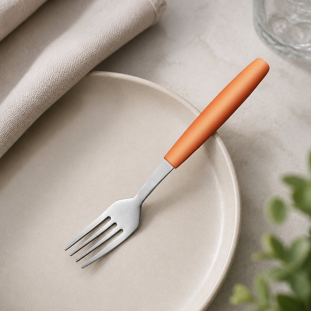 Commercial Dessert Forks Pack of 12 180mm Orange Handles