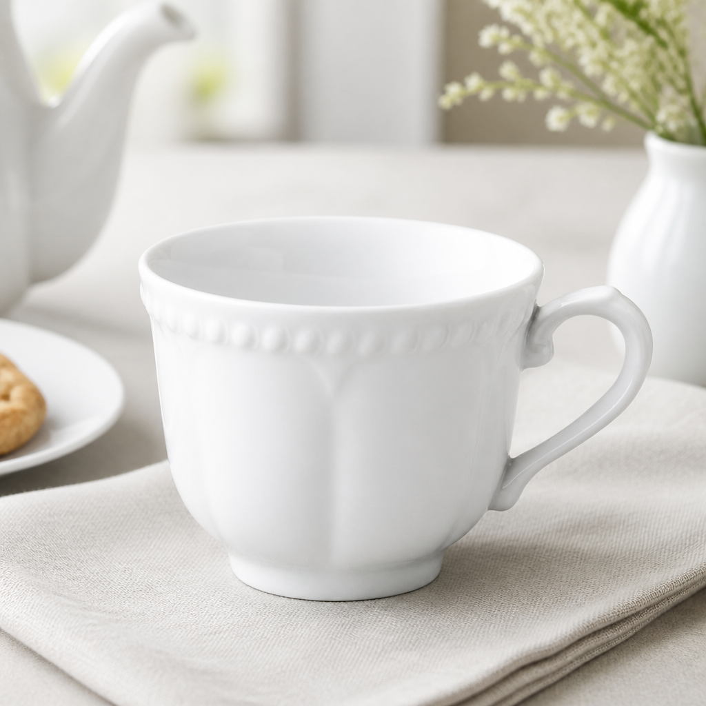 Commercial Tea Cups 220ml Elegant Porcelain 24 Pack