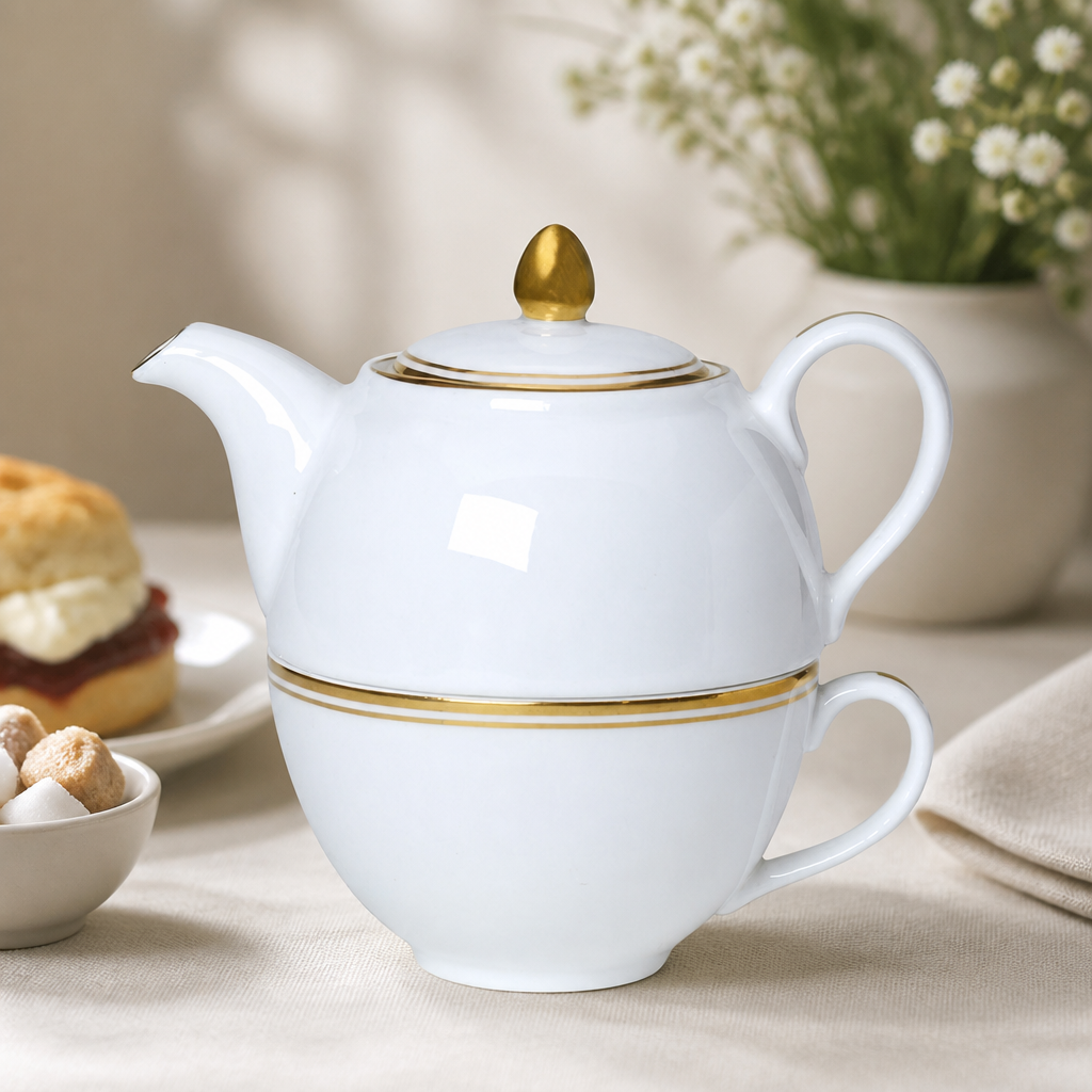 Burnished Gold Tea For One Set - 6 Pack Fine Dining Tableware
