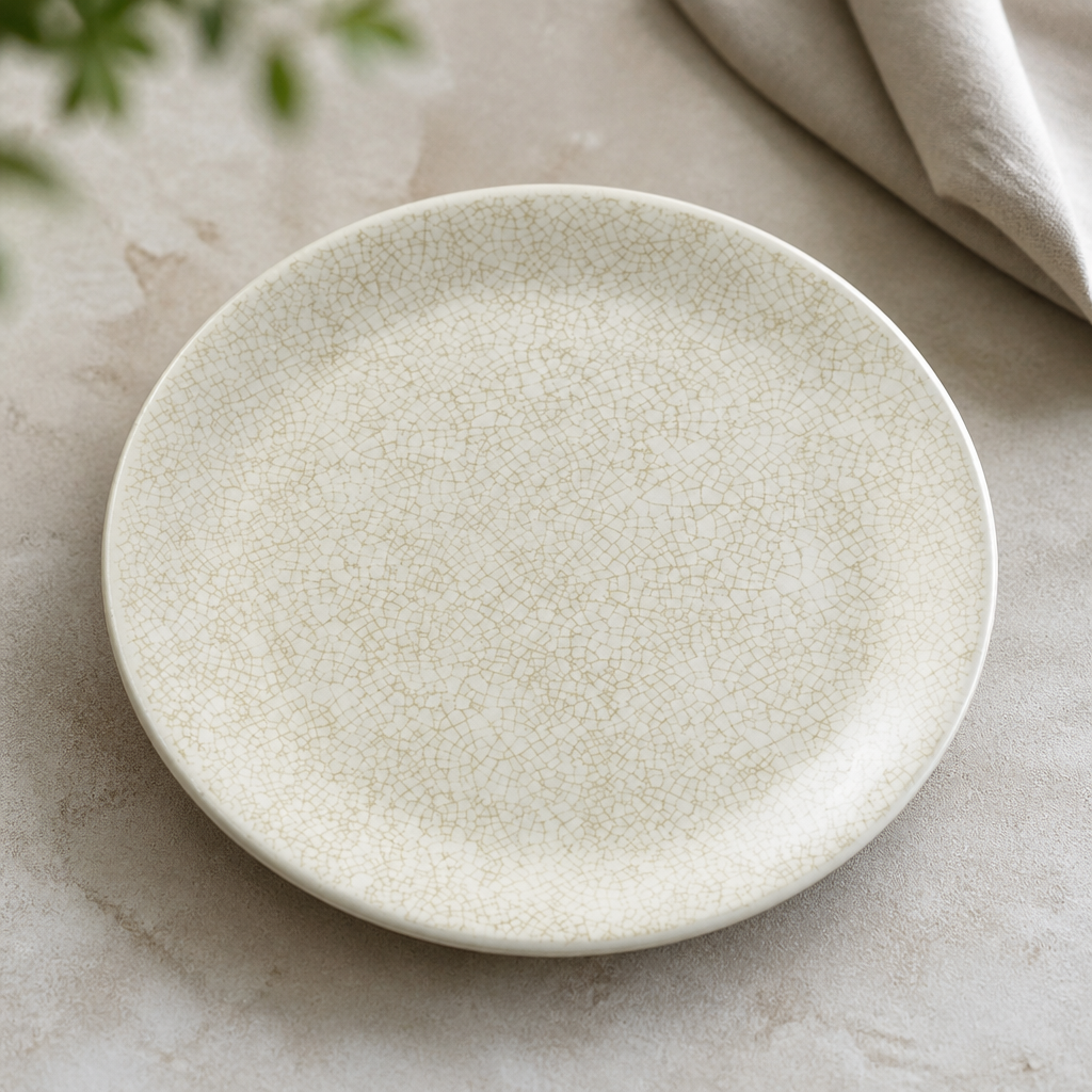 Commercial Coupe Plates 202.5mm Taupe 12 Pack Crackle Finish