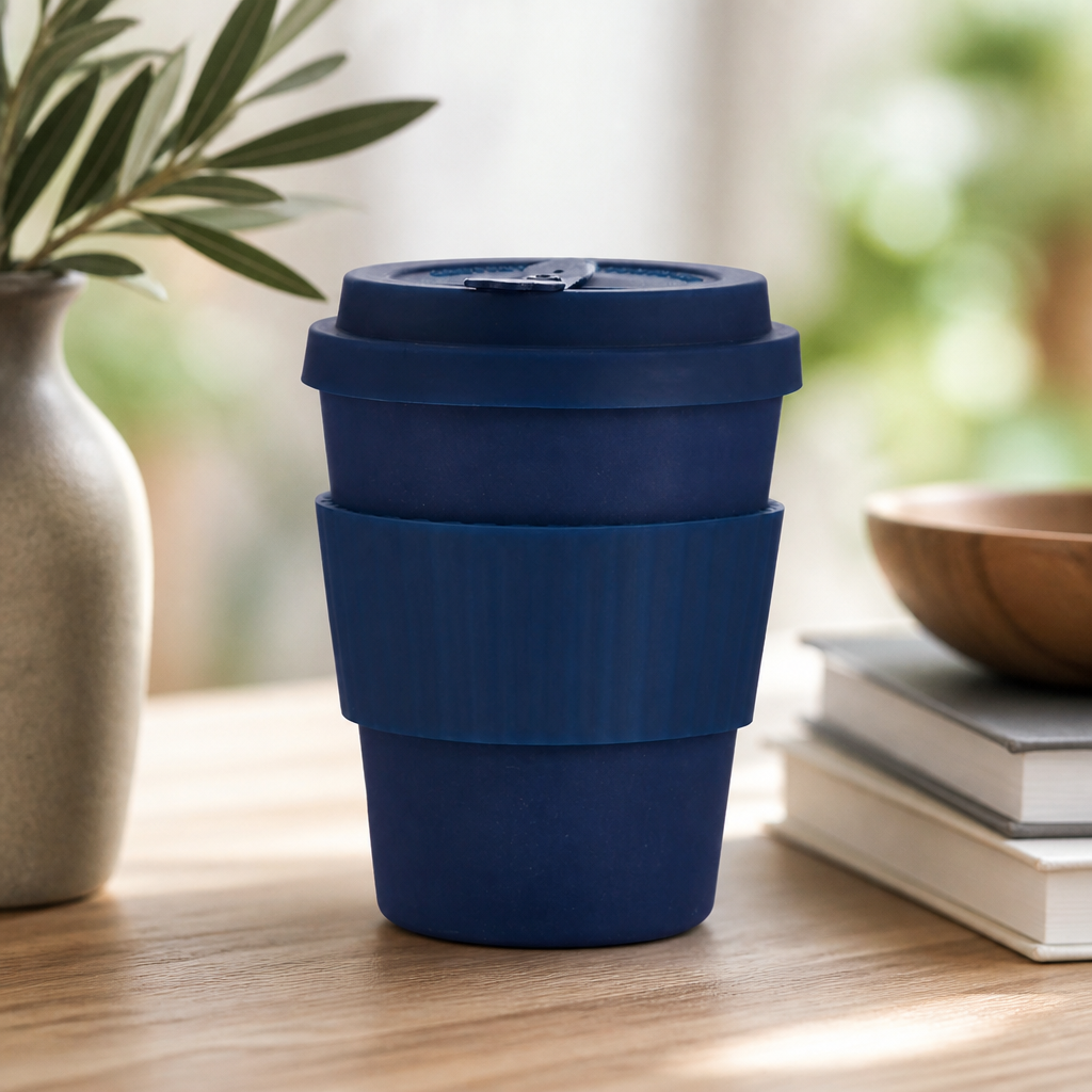 12oz Reusable Coffee Cup with No-Drip Lid and Silicone Sleeve