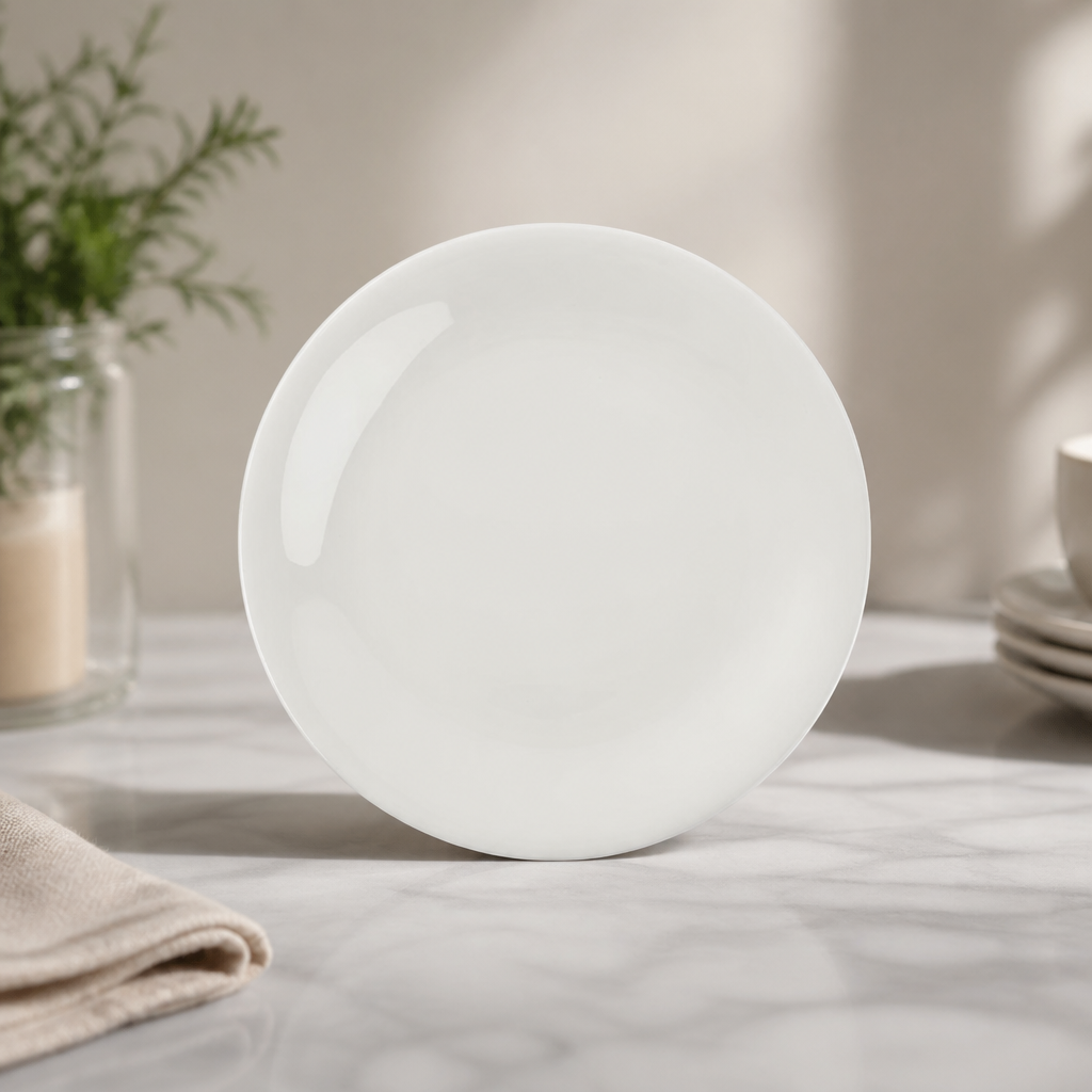 Commercial Bone China Coupe Plates 225mm for Dining 6 Pack