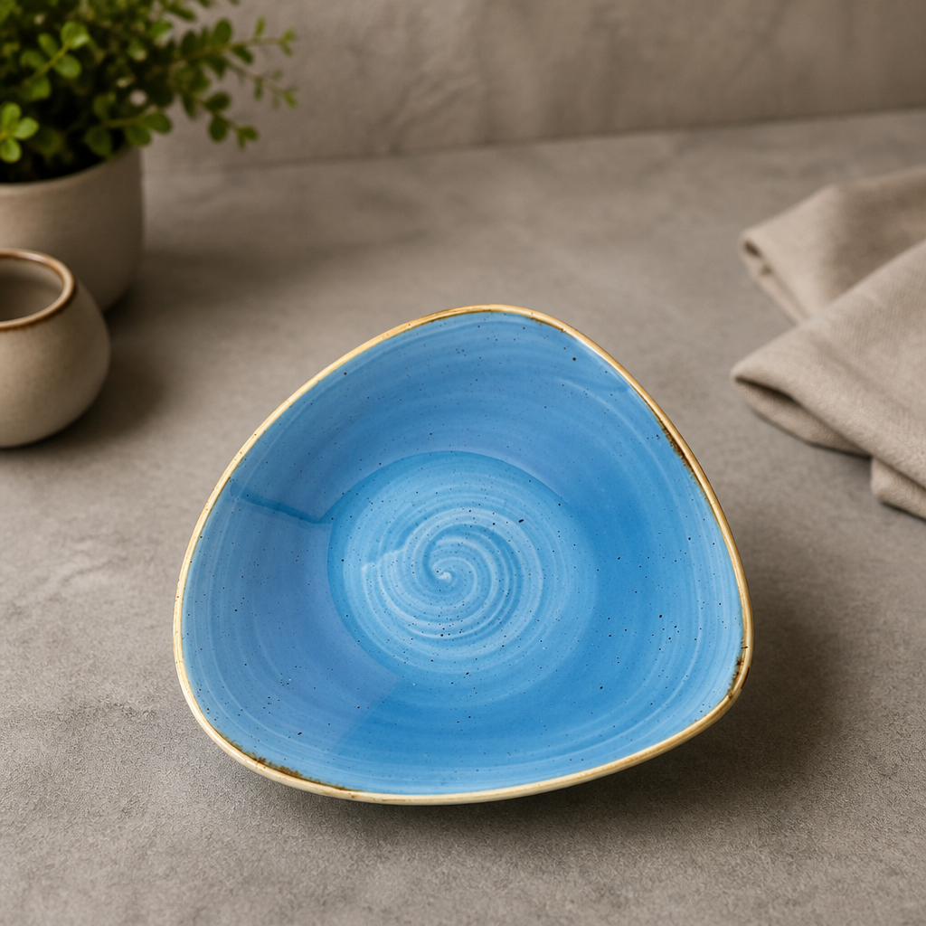 Commercial Triangle Bowls 235mm Cornflower Blue 12 Pack