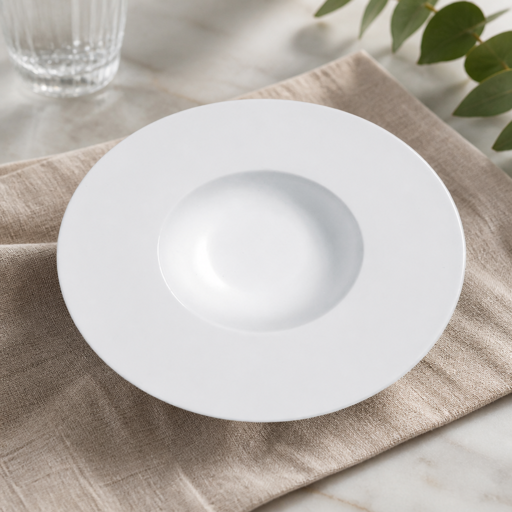 Commercial Flat Wide Rim Bowls 230mm - 12 Pack