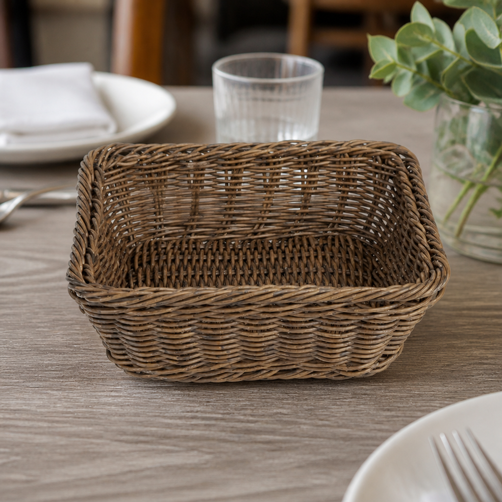 Polywicker Square Basket Dark Brown 230x230mm