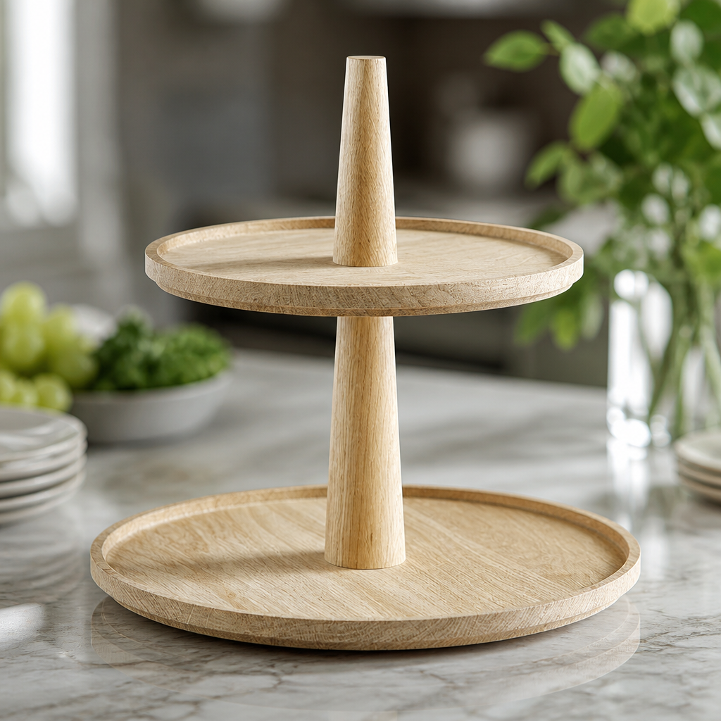 Two-Tier Wooden Tray 300mm Ø for Commercial Display
