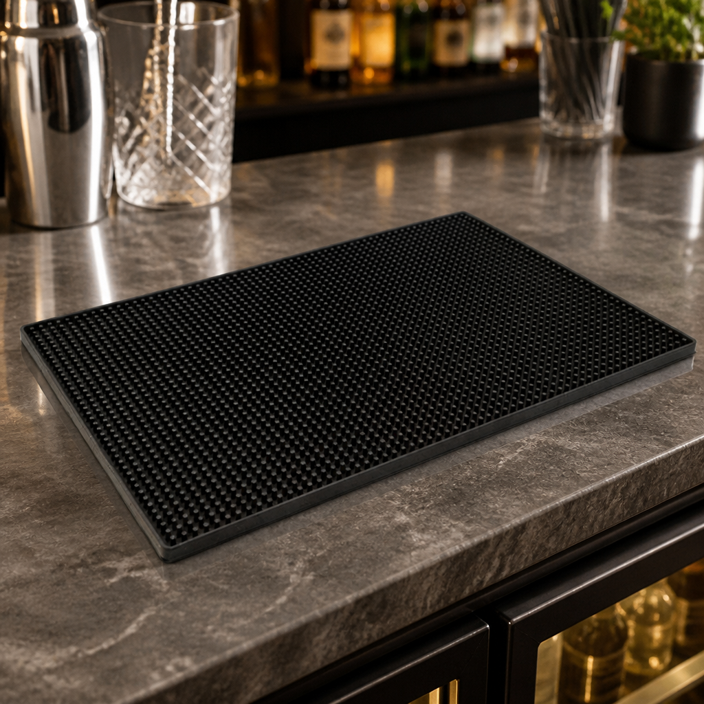 Commercial Black Bar Mat 300 x 450mm Easy Clean Rubber