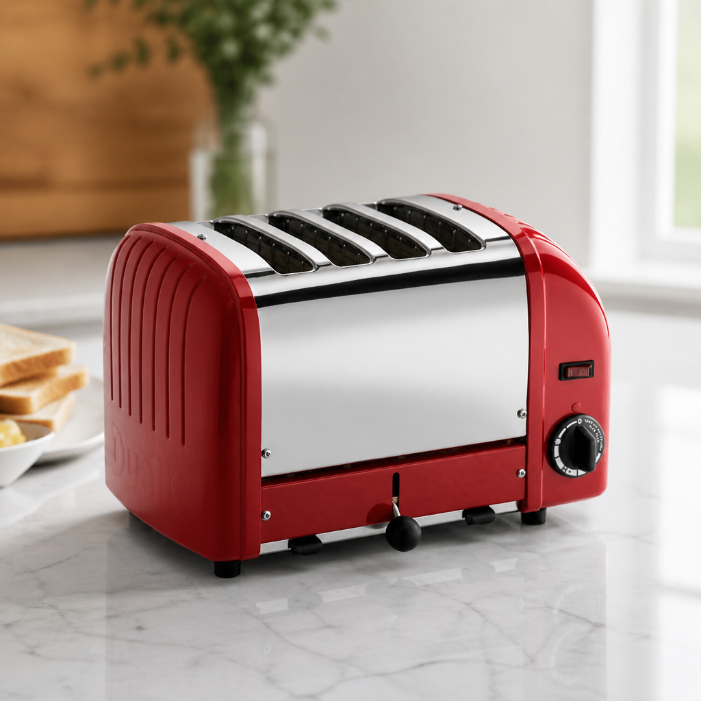 Commercial 4 Slice Toaster Red for Evenly Cooked Toast