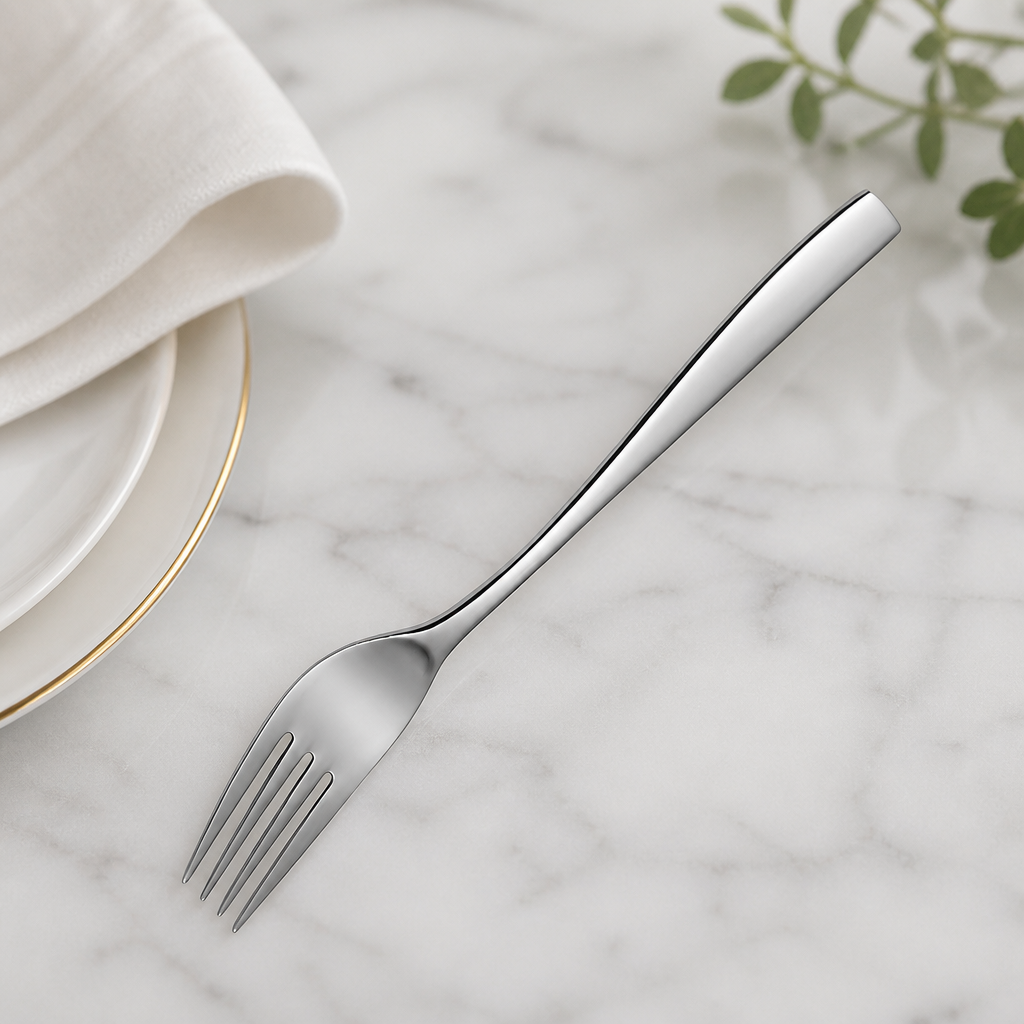 Lotus design stainless steel dessert forks set of 12