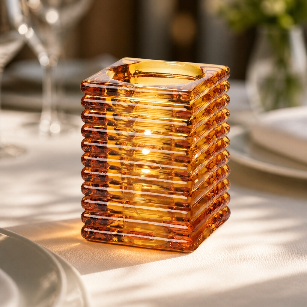 Commercial Amber Glass Table Lamp 73x105mm 6 Pack
