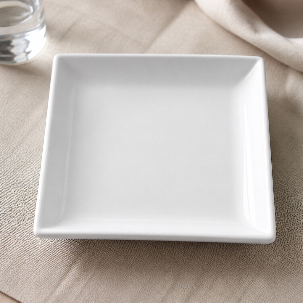 Commercial Porcelain Square Starter Plates 180mm 12 Pack