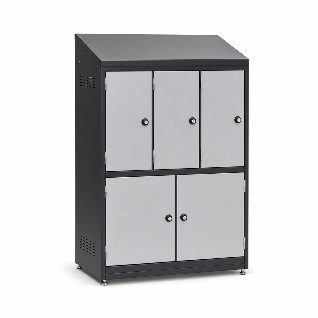 4-6 Door Charging Locker with Cam Locks and Sloping Top
