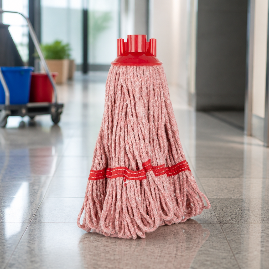 Commercial Deck Mop Head Red Stripe 200g for Colour-Coded Cleaning